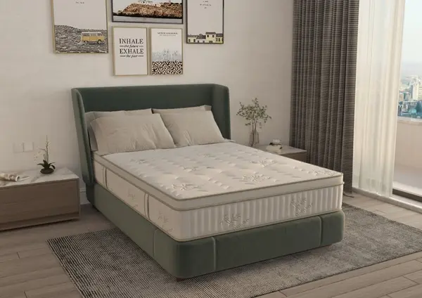 Saltea cu memorie si arcuri Bambus Super Confort Pocket Multilayer 140 x 200 x 25 cm cu husa matlasata