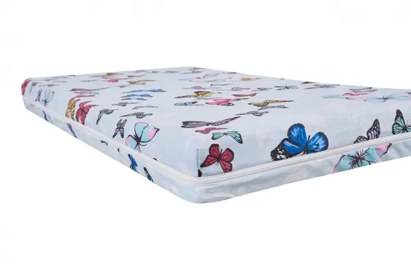 Saltea cu spuma poliuretanica Somnart Ortopedica 70x140x10 cm husa impermeabila, model fluturi