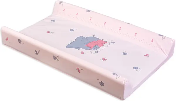 Saltea de înfășat cu bază dură Lorelli - Roz cu elefanti, 50 х 80 cm