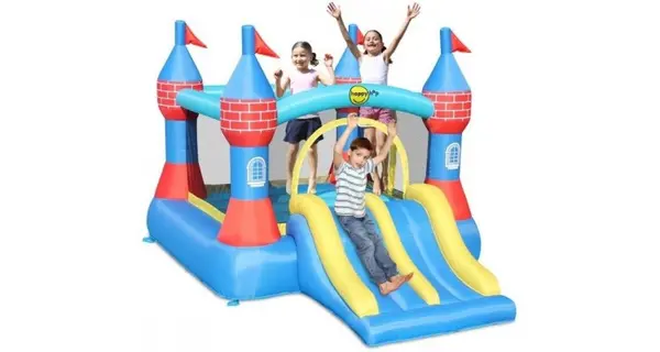 Saltea gonflabila castel cu tobogan dublu Happy Hop 9512