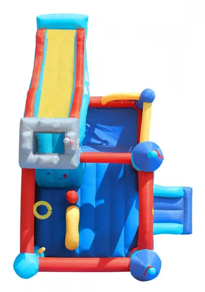 Saltea gonflabila Playcenter 13 in 1 cu doua tobogane, spatiu pentru catarat, loc pentru sarituri, loc de joaca cu bile, cos baschet si obstacole
