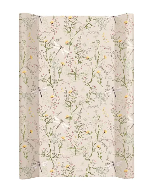 Saltea infasat soft cu suprafata impermeabila KikkaBoo 70x50cm Secret Garden Beige,curatare usoara,contur lateral inalt pentru siguranta suplimentara