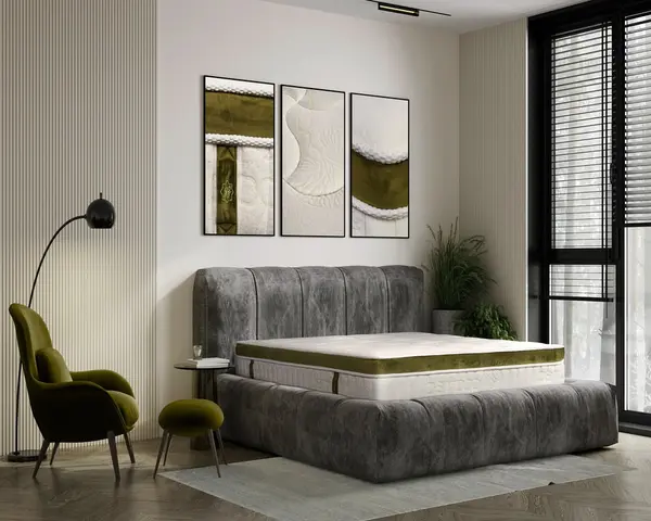Saltea Ortopedica Green Future Nature Bambus 180x200 cm, memory foam, latex, 25 cm, anatomica, ergonomica, husa detasabila, lavabila, antialergica