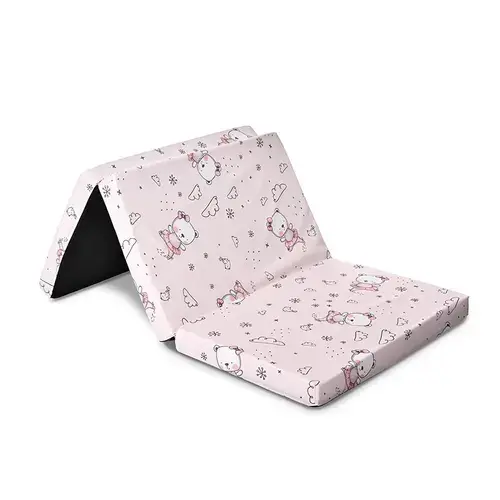 Saltea pliabila de voiaj Lorelli Pink Ballerina Bear, 60 x 120 x 5 cm, spuma elastica