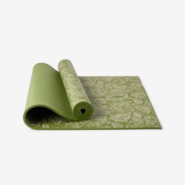 Saltea Yoga ușoară Aderență și Confort 8 mm Verde și bej
