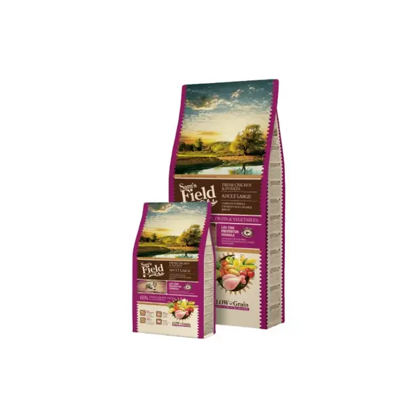 SAM'S FIELD Fresh Adult Large, L-XL, Pui și Cartofi, hrană uscată conținut redus cereale câini, 2.5kg