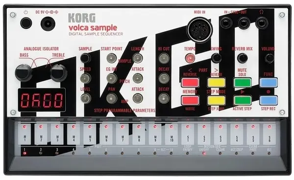 Sampler secvențiator Korg - Volca Sample OK GO, 100 sample-uri, negru/alb