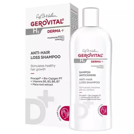 Sampon anticadere H3 Derma+ – 200 ml, Gerovital