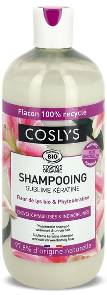 Sampon bio de reparare intarire si netezire pentru par slab si despicat cu crin si fitocheratina, 500ml, Coslys