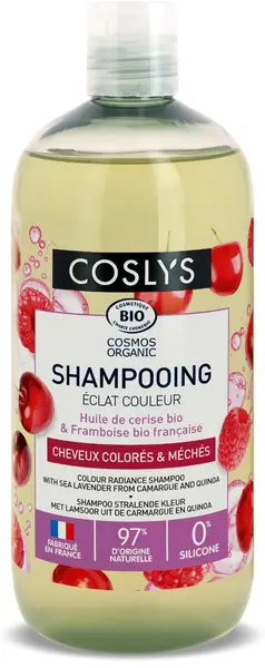 Sampon bio pentru ingrijire par vopsit cu Ulei de Cirese si Otet de Zmeura, 500ml, Coslys
