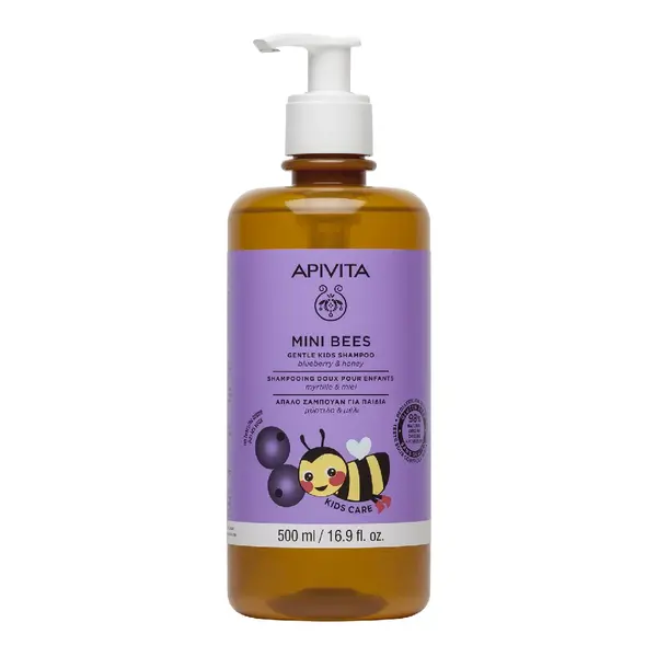 Sampon cu afine si miere pentru copii Mini Bees, 500 ml, Apivita