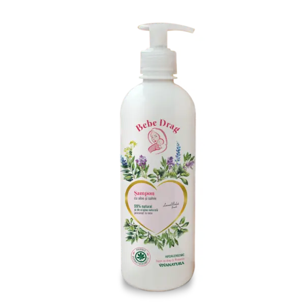 Sampon cu aloe si salvie Bebe Drag, 500ml, VivaNatura