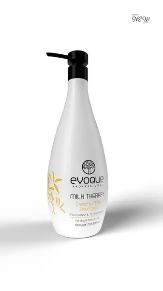 Sampon de Par Hidratant cu Aminoacizi si Vitamina E, EVOQUE Milk Therapy USA, 1000 ml - Profesional, Fara Sulfati si Parabeni