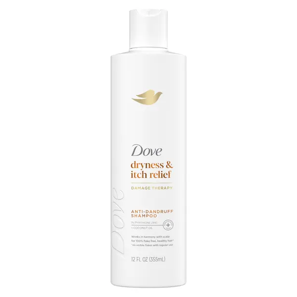 Sampon, Dove, Damage Therapy, Dryness & Itch Relief, cu Pirition Zinc 1%, Anti-Matreata, pentru Calmarea Scalpului Uscat si Iritat, 355ml