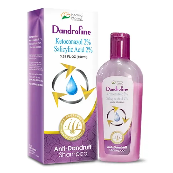 Sampon, Healing Pharma, Dandrofine, Anti-Matreata, Anti-Fungic, Testat Dermatologic, cu Ketoconazol 2% si Acid Salicilic 2%, 100ml