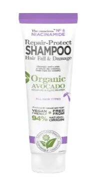 Sampon reparator contra caderii parului cu Niacinamida si Avocado Organic, 225ml, The conscious