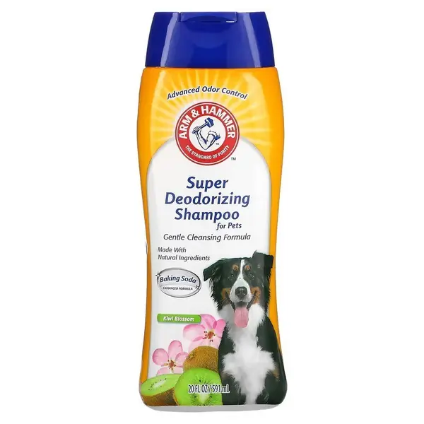 Sampon si Balsam 2-in-1 pentru Caini, Arm & Hammer, Curatare Eficienta cu Bicarbonat de Sodiu, fara Lacrimi, Aroma Kiwi, 591ml