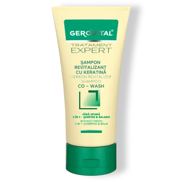 Șampon Si Balsam 2 In 1 Revitalizant Co-wash Cu Keratină, Gerovital Tratament Expert, 150 Ml