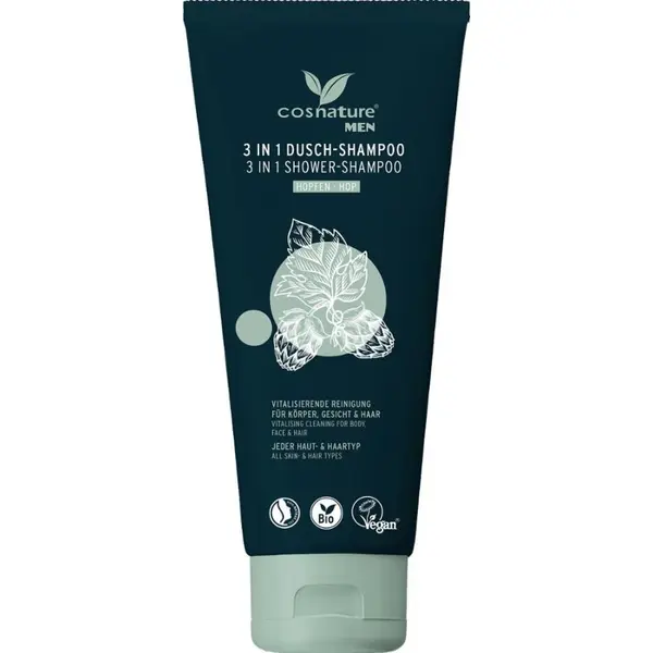 Sampon si gel de dus 3 in 1 cu hamei bio pentru barbati - 200 ml