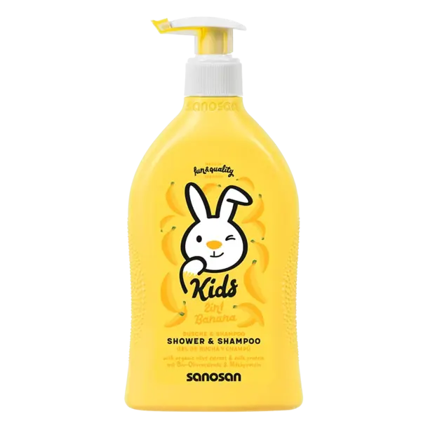 Sampon si gel de dus cu aroma de banane, Sanosan Kids | 400 ml