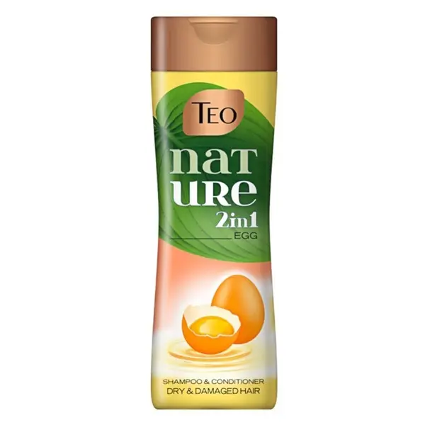 Sampon Teo Nature 2 in 1 Egg, pentru Par Uscat si Deteriorat, cu Ou, 350 ml