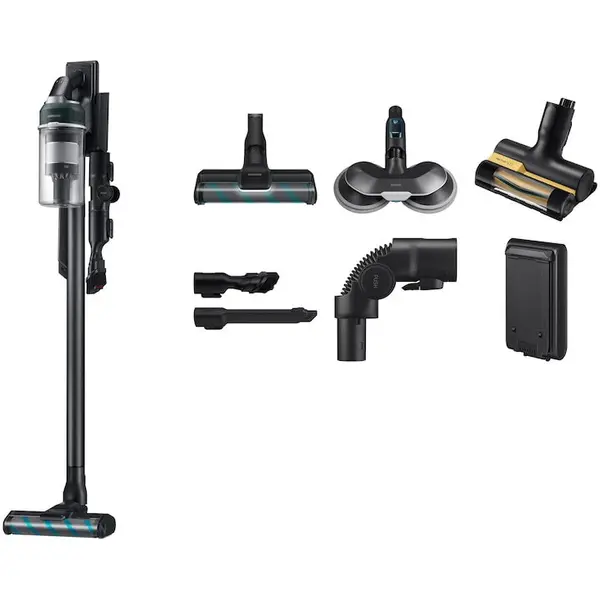 Samsung Aspirator Vertical JET 85S, Samsung VS70H25WPT/GE, Putere aspirare 250W, 25.2V, 0.8l, filtrare HEPA, autonomie 60 de minute, Negru