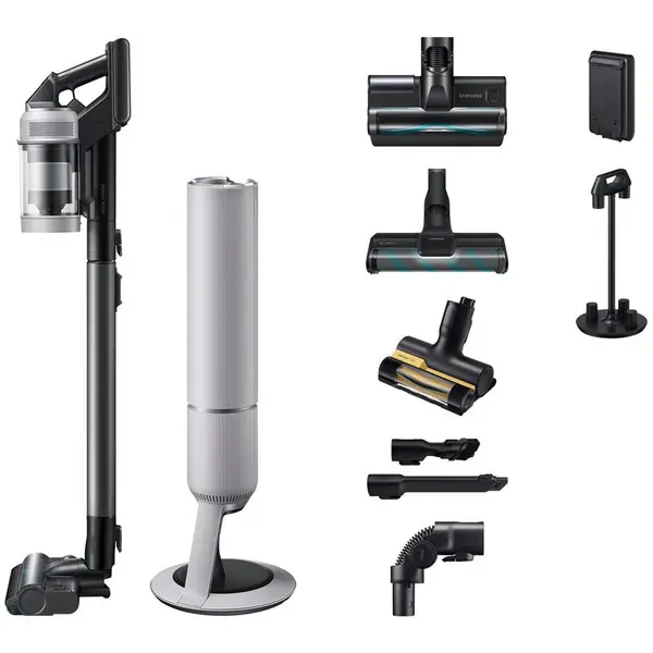 Samsung Aspirator vertical Samsung Bespoke AI Jet Lite Complete VS80F28DFP/GE, 770 W, Filtru HEPA, Recipient 0.5 l, Autonomie 60 minute, Wi-Fi Negru-Gri
