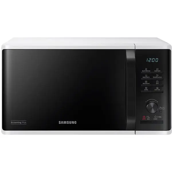 Samsung Cuptor cu microunde Samsung MG23K3515AW/OL, 23 l, 800 W, Browning Plus, Grill, Keep Warm, Quick Defrost, Interior ceramic, Timer, Child lock, Alb