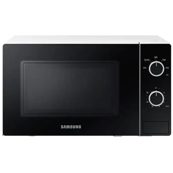 Samsung Cuptor cu microunde Samsung MS20A3010AH/BA, 20 L, 700 W, 5 trepte de putere, control mecanic, functie decongelare, temporizator, iluminare LED, Alb-Negru