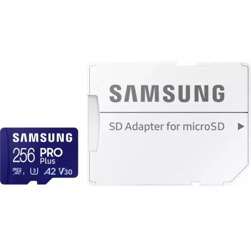 Samsung Memory Card microSDXC Samsung PRO Plus MB-MD256SA/EU 256GB, Class 10, UHS-I U3, V30, A2 + Adaptor SD