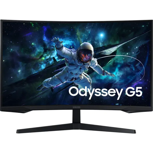 Samsung Monitor Gaming VA LED Samsung 32 LS32CG554EUXEN, QHD (2560 x 1440), HDMI, DisplayPort, Ecran curbat, 165 Hz, 1 ms, Negru