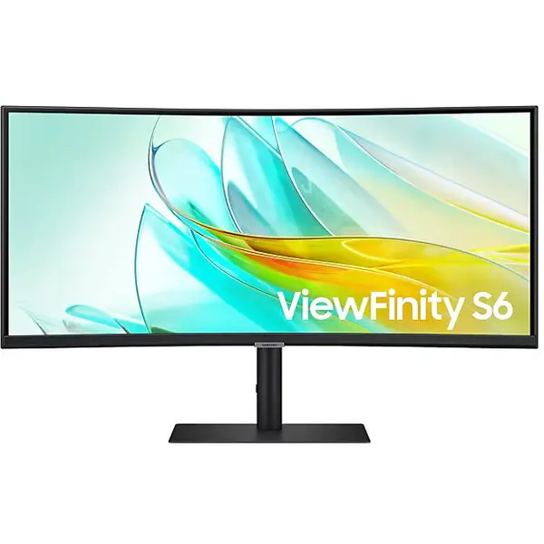 Samsung Monitor LED curbat Samsung ViewFinity S6 LS34C652UAUXEN, 34 inch, UWQHD, 100Hz, AMD FreeSync, HDR10, Incarcare USB-C, negru