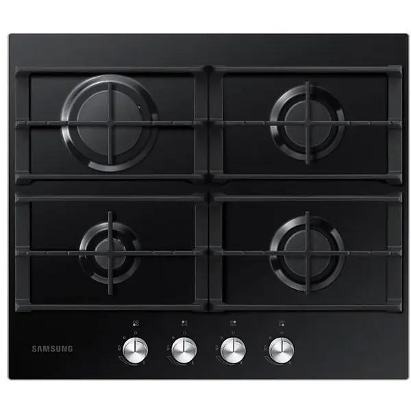 Samsung Plita incorporabila Samsung NA64H3000AK/L1, Gaz, 4 arzatoare, Gratare de fonta, 60 cm, Sticla neagra