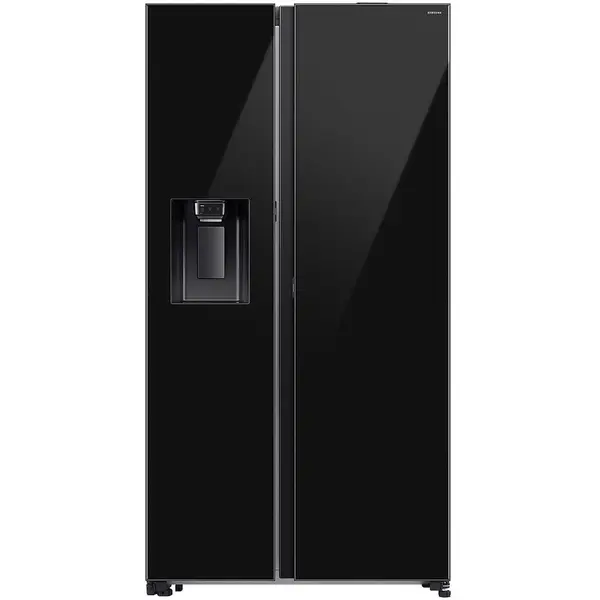 Samsung Side by side Samsung RS80F64JEBEO, 634 l, SmartThings AI Energy, Full No Frost, Mono & Metal Cooling, Dozator de apa/gheata, Filtru UV Dezodorizant, Compresor Digital Inverter, Clasa E, H 178.6 cm, Sticla neagra