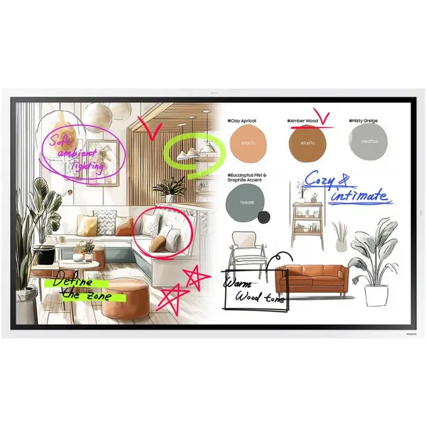 Samsung Tabla interactiva Samsung Flip 5 Pro 55 WM55FX, UHD 3840x2160, Wi-Fi, Bluetooth, 20 Touchpoints, 9.5ms, 60 Hz, Alb-Gri