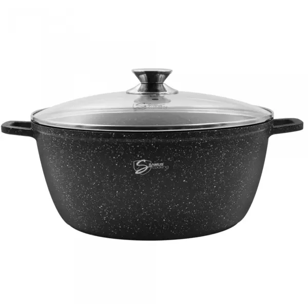 Samus Oala cu capac Samus TOL30-OC TOLEDO LINE, 7.9 L, 30X13.5 cm, Aluminiu turnat, Negru