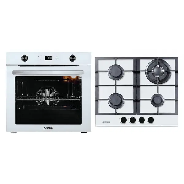 Samus Pachet Cuptor incorporabil Samus SC626WGD9 + Plita PSG-64SG3 , 75 litri, Clasa A, 9 functii