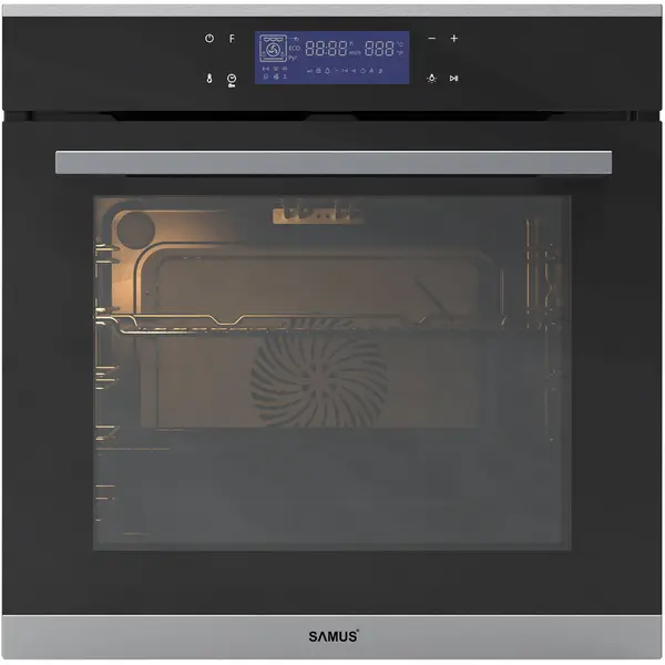 Samus PACHET Cuptor incorporabil Samus SC632GDT13, 74 L, clasa A+, 3440 W,+ Plita incorporabila Samus PSG-64SG2, 4 arzatoare pe gaz, Neagra