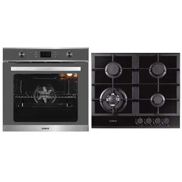 Samus PACHET SAMUS-B11, Cuptor electric incorporabil SC626GDX9 Gray + plita pe gaz incorporabila PSG-64SG1
