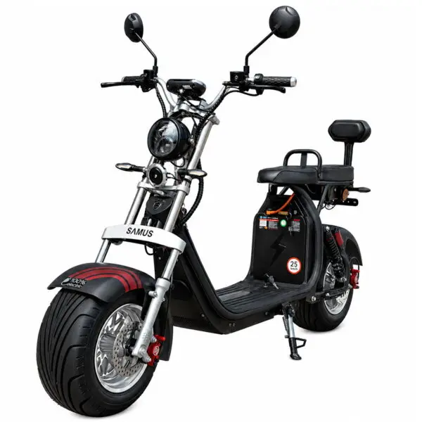 Samus Scuter electric Samus Indiana-10T2100-60V20L-Black, 2000W, Viteza Maxima 25 km/h, Acumulator 60V20AH, Tip baterie Litiu, Autonomie 50-60 Km, Negru