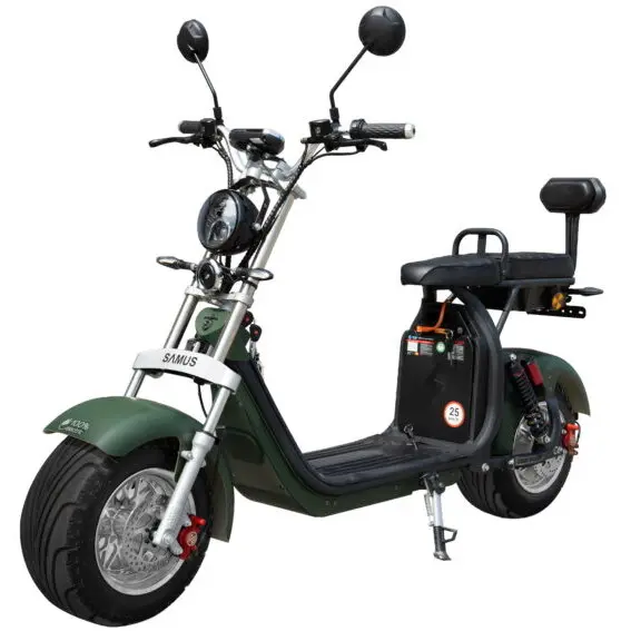 Samus Scuter electric Samus Indiana-10T2100-60V20L-Green, 2000W, Viteza Maxima 25 km/h, Acumulator 60V20AH, Tip baterie Litiu, Autonomie 50-60 Km, Verde