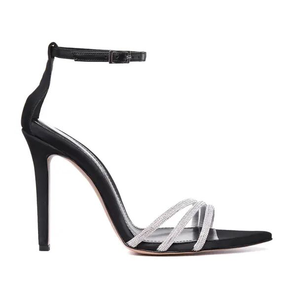 Sandale Aida Satin, Varf Ascutit, Negru/Alb - 37 / 8 cm