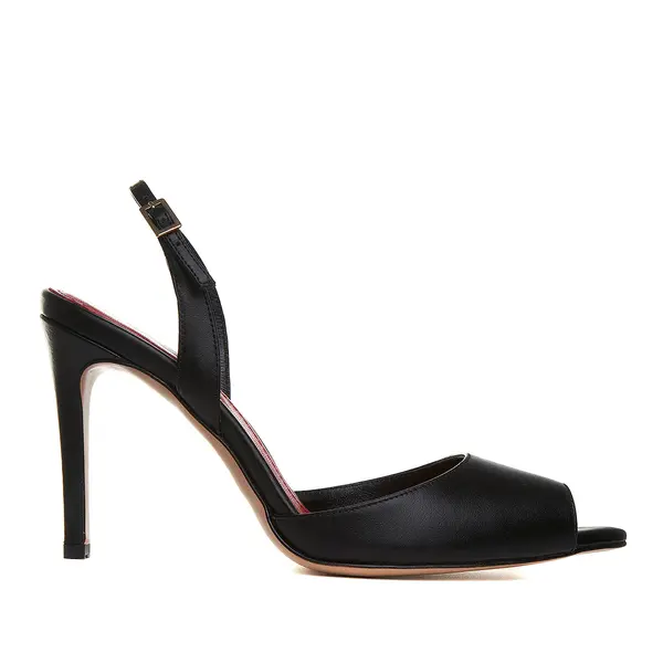 Sandale Alice Varf Decupat, Piele Naturala, Negre - 38 / 9.5 cm