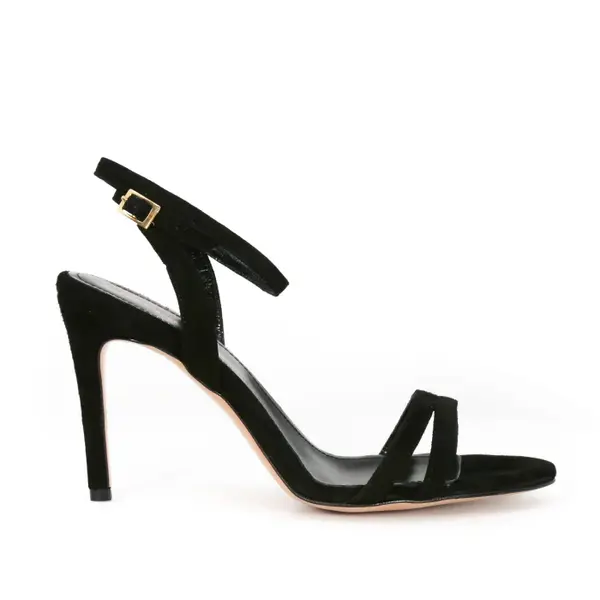 Sandale Alinna Piele Intoarsa, Negre - 38 / 8 cm