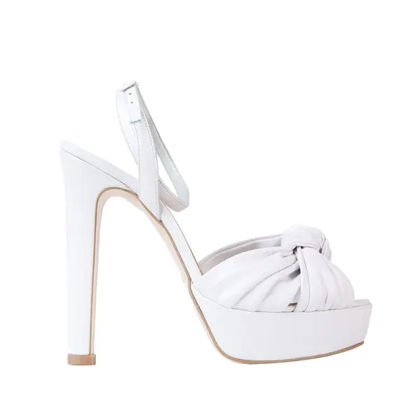 Sandale Bianca cu Platforma Piele Naturala, Albe - 40 / 14cm - Gros