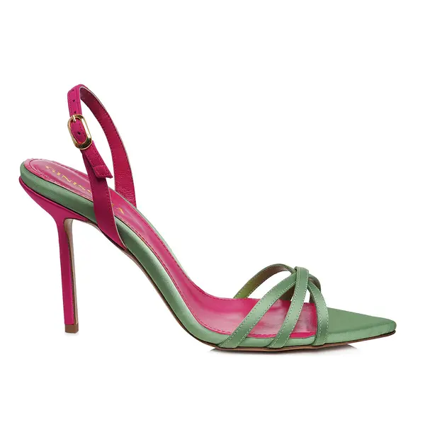 Sandale Capri Satin, Verde Salvie/Fucsia - Premium Collection - 40 / 10 cm