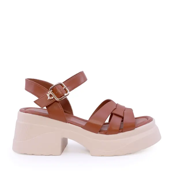 Sandale chunky femei Luca di Gioia cognac din piele 1299DS1561CO