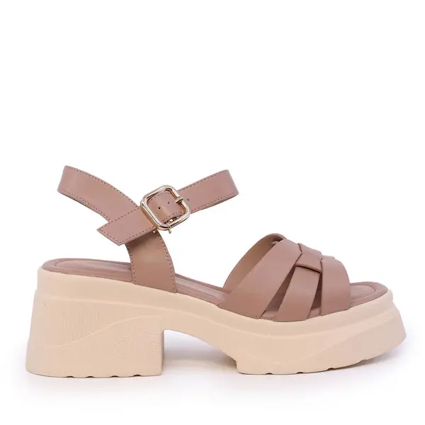 Sandale chunky femei Luca di Gioia taupe din piele 1291DS1561TA