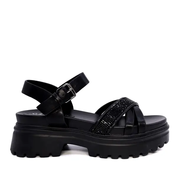 Sandale chunky femei Solo Donna negre din sintetic 2547DS8089N