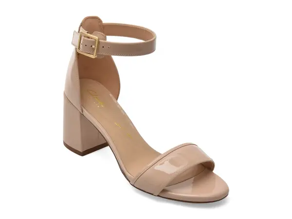 Sandale CLARKS gri, EZORIA MAE, din piele naturala lacuita